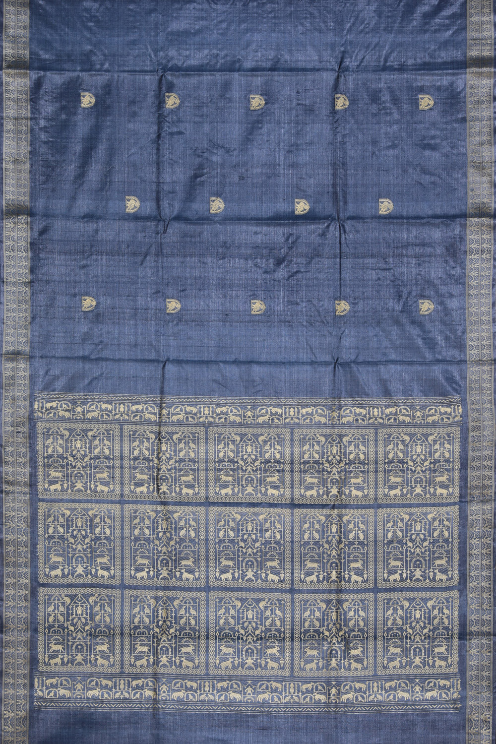 Image of Tussar Silk Grey Saree